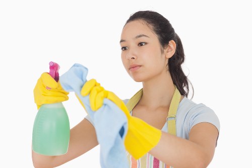 Checklist and cleaning supplies used for Airbnb cleaning in a rental property