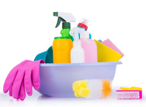 Professional cleaning supplies used for move-out cleaning