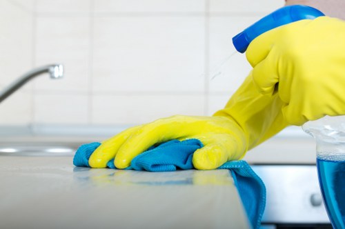 Bathroom deep cleaning with tile and fixtures
