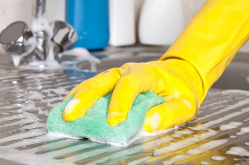 Neat kitchen prepared for short-term rental guests after cleaning